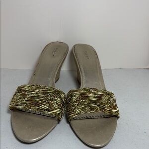 FIONI Clothing Woven Tan Mules